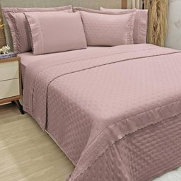 Kit Cobre Leito Casal Padrão + Jogo de Lençol Micropercal 300 Fios com Bordado Inglês Santorini 7 - 2