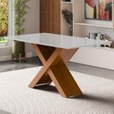 Ver imagem 1 de Mesa de Jantar com Vidro 6 Lugares Multimóveis Cr50237 Cinamomo/off White