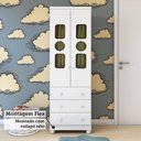 Ver imagem 7 de Guarda-Roupa Infantil 61,7cm 2 Portas 3 Gavetas com Janelas e Pés Ezra 100% MDF Espresso Móveis Branco/Brilho