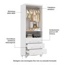 Ver imagem 5 de Guarda-Roupa Infantil 61,7cm 2 Portas 3 Gavetas com Janelas e Pés Ezra 100% MDF Espresso Móveis Branco/Brilho