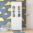 Ver imagem 6 de Guarda-Roupa Bebê 2 Portas com Janela 3 Gavetas 100% MDF Ezra Espresso Móveis Branco