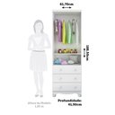 Ver imagem 4 de Guarda-Roupa Infantil 61,7cm 2 Portas 3 Gavetas com Janelas e Pés Ezra 100% MDF Espresso Móveis Branco/Brilho