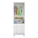Ver imagem 3 de Guarda-Roupa Infantil 61,7cm 2 Portas 3 Gavetas com Janelas e Pés Ezra 100% MDF Espresso Móveis Branco/Brilho