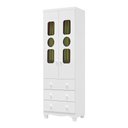 Ver imagem 2 de Guarda-Roupa Infantil 61,7cm 2 Portas 3 Gavetas com Janelas e Pés Ezra 100% MDF Espresso Móveis Branco/Brilho