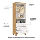 Ver imagem 5 de Guarda-Roupa Infantil 61,7cm 2 Portas 3 Gavetas com Janelas e Pés Ezra 100% MDF Espresso Móveis Branco/Amêndoa