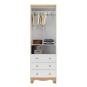 Ver imagem 3 de Guarda-Roupa Infantil 61,7cm 2 Portas 3 Gavetas com Janelas e Pés Ezra 100% MDF Espresso Móveis Branco/Amêndoa