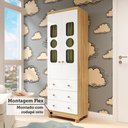 Ver imagem 7 de Guarda-Roupa Infantil 61,7cm 2 Portas 3 Gavetas com Janelas e Pés Ezra 100% MDF Espresso Móveis Branco/Amêndoa