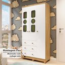 Ver imagem 7 de Guarda-Roupa Infantil 91,9cm 3 Portas 3 Gavetas com Janelas e Pés Ezra 100% MDF Espresso Móveis Branco/Amêndoa