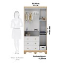 Ver imagem 4 de Guarda-Roupa Infantil 91,9cm 3 Portas 3 Gavetas com Janelas e Pés Ezra 100% MDF Espresso Móveis Branco/Amêndoa