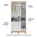 Ver imagem 5 de Guarda-Roupa Infantil 91,9cm 3 Portas 3 Gavetas com Janelas e Pés Ezra 100% MDF Espresso Móveis Branco/Amêndoa