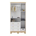 Ver imagem 3 de Guarda-Roupa Infantil 91,9cm 3 Portas 3 Gavetas com Janelas e Pés Ezra 100% MDF Espresso Móveis Branco/Amêndoa