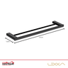 Toalheiro Duplo / Porta-toalhas de Banho em Metal 60cm - Lexxa Bagno Preto Fosco Lx7122b - 2