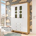 Ver imagem 7 de Guarda-Roupa Infantil 122,1cm 4 Portas 3 Gavetas com Janelas e Pés Ezra 100% MDF Espresso Móveis Branco/Amêndoa