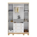 Ver imagem 3 de Guarda-Roupa Infantil 122,1cm 4 Portas 3 Gavetas com Janelas e Pés Ezra 100% MDF Espresso Móveis Branco/Amêndoa
