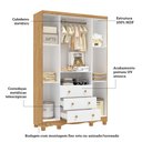 Ver imagem 5 de Guarda-Roupa Infantil 122,1cm 4 Portas 3 Gavetas com Janelas e Pés Ezra 100% MDF Espresso Móveis Branco/Amêndoa