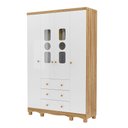 Ver imagem 2 de Guarda-Roupa Infantil 122,1cm 4 Portas 3 Gavetas com Janelas e Pés Ezra 100% MDF Espresso Móveis Branco/Amêndoa
