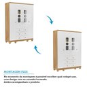 Ver imagem 6 de Guarda-Roupa Infantil 122,1cm 4 Portas 3 Gavetas com Janelas e Pés Ezra 100% MDF Espresso Móveis Branco/Amêndoa