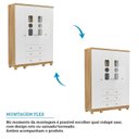 Ver imagem 5 de Guarda-Roupa Bebê 4 Portas com Janela 3 Gavetas 100% MDF Ezra Espresso Móveis Amêndoa Branco