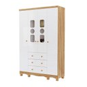 Ver imagem 2 de Guarda-Roupa Bebê 4 Portas com Janela 3 Gavetas 100% MDF Ezra Espresso Móveis Amêndoa Branco