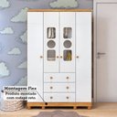 Ver imagem 6 de Guarda-Roupa Bebê 4 Portas com Janela 3 Gavetas 100% MDF Ezra Espresso Móveis Amêndoa Branco