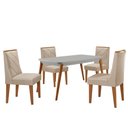 Ver imagem 1 de Mesa de Jantar Copper 120cm Mdf Vidro com 4 Cadeiras Moderna Veludo Creme /off / /serig Off