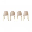 Ver imagem 4 de Kit 04 Cadeiras Jantar Cecilia Pé Metal Dourado Linho Base Dourada-linho Bege