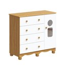 Ver imagem 2 de Cômoda Infantil 95cm 1 Porta com Janela e 4 Gavetas Ezra 100% MDF Espresso Móveis Branco/Amêndoa