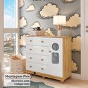 Ver imagem 7 de Cômoda Infantil 95cm 1 Porta com Janela e 4 Gavetas Ezra 100% MDF Espresso Móveis Branco/Amêndoa