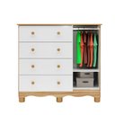 Ver imagem 3 de Cômoda Infantil 95cm 1 Porta com Janela e 4 Gavetas Ezra 100% MDF Espresso Móveis Branco/Amêndoa