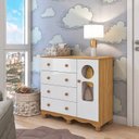 Ver imagem 1 de Cômoda Bebê 1 Porta com Janela e 4 Gavetas Ezra 100% MDF Espresso Móveis Amêndoa Branco
