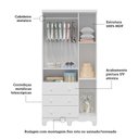 Ver imagem 5 de Guarda-Roupa Infantil 91,9cm 3 Portas 3 Gavetas com Janelas e Pés Ezra 100% MDF Espresso Móveis Branco/Brilho
