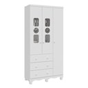 Ver imagem 2 de Guarda-Roupa Infantil 91,9cm 3 Portas 3 Gavetas com Janelas e Pés Ezra 100% MDF Espresso Móveis Branco/Brilho