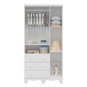 Ver imagem 3 de Guarda-Roupa Infantil 91,9cm 3 Portas 3 Gavetas com Janelas e Pés Ezra 100% MDF Espresso Móveis Branco/Brilho