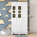 Ver imagem 7 de Guarda-Roupa Infantil 91,9cm 3 Portas 3 Gavetas com Janelas e Pés Ezra 100% MDF Espresso Móveis Branco/Brilho