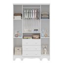 Ver imagem 3 de Guarda-Roupa Infantil 122,1cm 4 Portas 3 Gavetas com Janelas e Pés Ezra 100% MDF Espresso Móveis Branco/Brilho