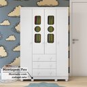 Ver imagem 7 de Guarda-Roupa Infantil 122,1cm 4 Portas 3 Gavetas com Janelas e Pés Ezra 100% MDF Espresso Móveis Branco/Brilho