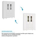 Ver imagem 6 de Guarda-Roupa Infantil 122,1cm 4 Portas 3 Gavetas com Janelas e Pés Ezra 100% MDF Espresso Móveis Branco/Brilho