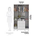 Ver imagem 4 de Guarda-Roupa Infantil 122,1cm 4 Portas 3 Gavetas com Janelas e Pés Ezra 100% MDF Espresso Móveis Branco/Brilho