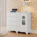 Ver imagem 1 de Cômoda Infantil 95,3cm 1 Porta com Janela e 4 Gavetas Ezra 100% MDF Espresso Móveis Branco