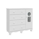 Ver imagem 2 de Cômoda Infantil 95,3cm 1 Porta com Janela e 4 Gavetas Ezra 100% MDF Espresso Móveis Branco