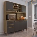 Ver imagem 1 de Cozinha Luna 6 Portas 2 Gavetas Nogal/grafite