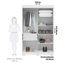 Ver imagem 4 de Guarda-Roupa Casal 4 Portas 133cm Willow Espresso Móveis Branco