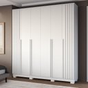 Ver imagem 1 de Guarda-Roupa Casal 6 Portas Ripado 100% MDF 205cm Petunia Espresso Móveis Branco