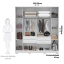 Ver imagem 5 de Guarda-Roupa Casal 6 Portas Ripado 100% MDF 205cm Petunia Espresso Móveis Branco