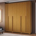 Ver imagem 1 de Guarda-Roupa Casal 6 Portas Ripado 100% MDF 205cm Petunia Espresso Móveis Branco/Cinamomo