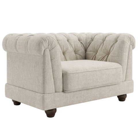 Poltrona Decorativa Capitone Acorde Pes MDF Linho Tcs 701 Moll