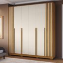 Ver imagem 1 de Guarda-Roupa Casal 6 Portas Ripado 100% MDF 205cm Petunia Espresso Móveis Bege/Cinamomo/Off White
