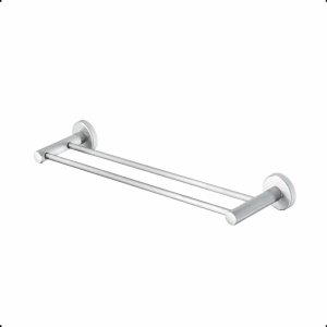Porta Toalha Duplo de Banheiro 45cm Suporte Grego Metal Escovado Acetinado Athenas