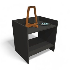 Mesa de Apoio Lateral Cama Quadrada Minimalista Mdf Preto
