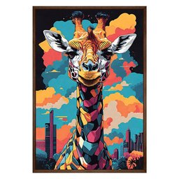 Quadro Decorativo Girafa Cores Moldura Cxalta 100x66 Titulos Moldura Madeira - 1